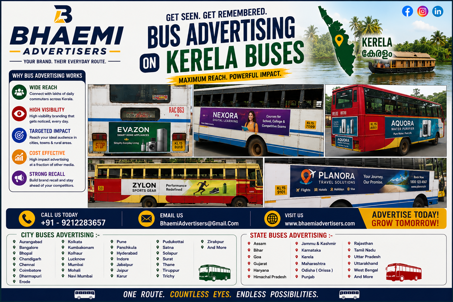 Bus – Buses Advertising/Advertisement in Himachal Pradesh, Assam, Bihar, Goa, Gujarat, Haryana, Himachal Pradesh, Jammu & Kashmir, Karnataka, Kerela, Maharashtra, Odisha ( Orissa ), Punjab, Rajasthan, Tamil Nadu, Uttar Pradesh, Uttarakhand, West Bengal
