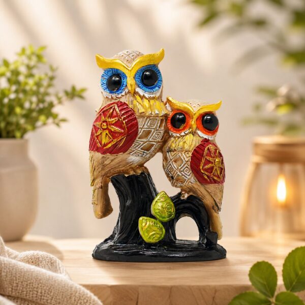 Buy Owl Couple on Branch Showpiece Online – Decorative Owl Figurine for Home Decor