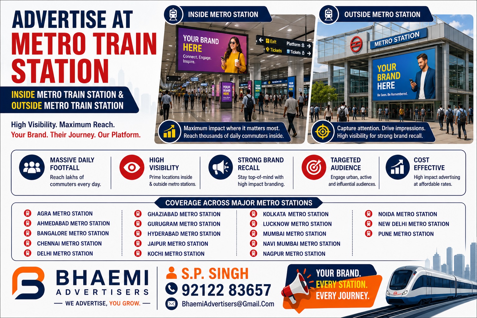 Metro Station Advertising – Advertisement In Agra , Ahmedabad , Bangalore , Chennai , Delhi , Ghaziabad , Gurugram , Hyderabad , Jaipur , Kochi , Kolkata , Lucknow , Mumbai , Navi Mumbai , Nagpur , Noida , New Delhi Pune Metro Station