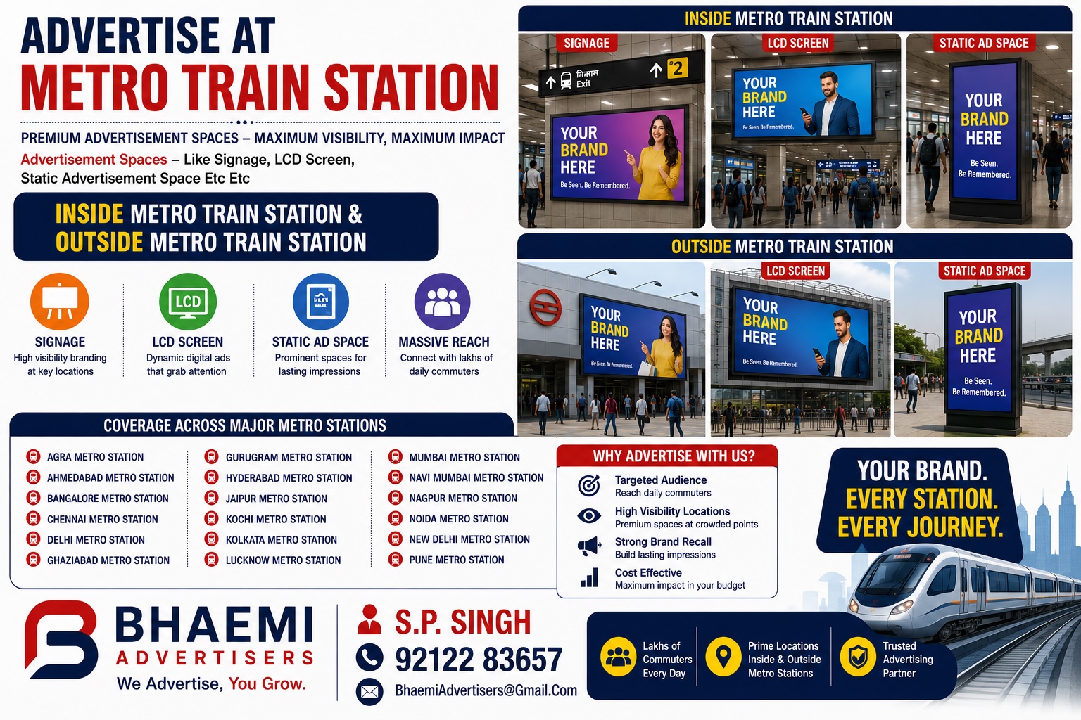 Metro Station Advertising – Advertisement In Agra , Ahmedabad , Bangalore , Chennai , Delhi , Ghaziabad , Gurugram , Hyderabad , Jaipur , Kochi , Kolkata , Lucknow , Mumbai , Navi Mumbai , Nagpur , Noida , New Delhi Pune Metro Station