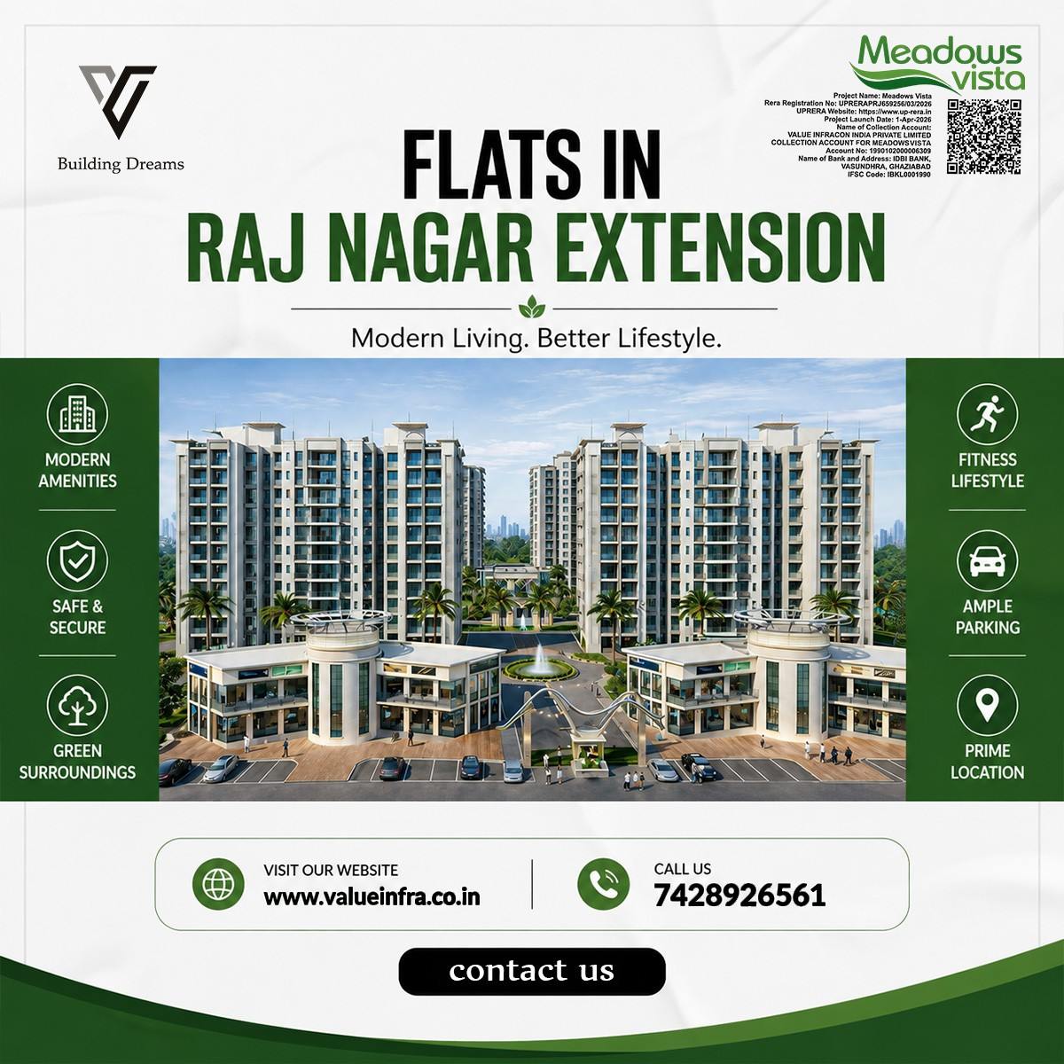 Flat in raj nagar extension for Families