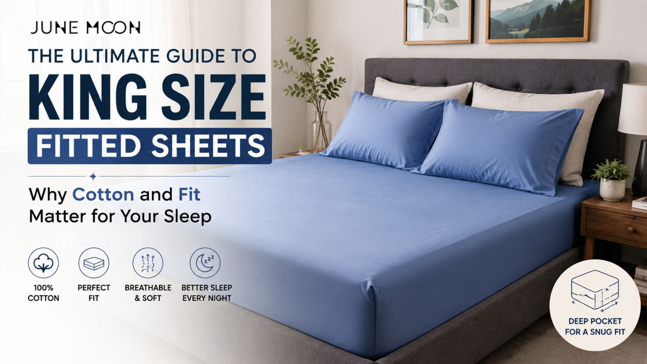 King Size Fitted Sheet | Bed Sheets Cotton King Size | JuneMoon