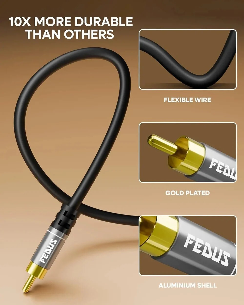  FEDUS Subwoofer Cable, Double Shielded RCA To RCA Audio Cable 1.5M