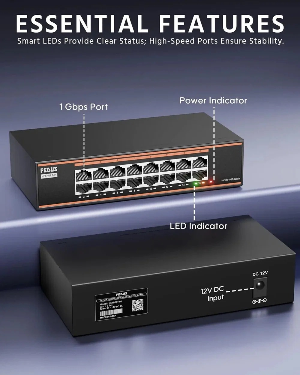 FEDUS 16 Port Gigabit Ethernet Network Switch